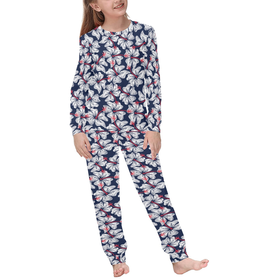 Hibiscus Pattern Print Design 02 Kids' Boys' Girls' All Over Print Pajama Set