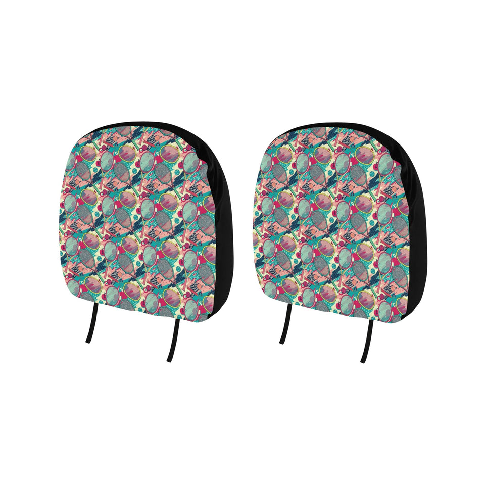 Tennis Pattern Print Design 01 Car Headrest Cover