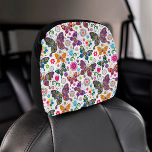 Colorful Butterfly Flower Pattern Car Headrest Cover