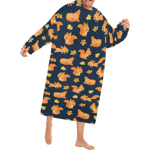 Squirrel Pattern Print Design 05 Blanket Robe with Sleeves