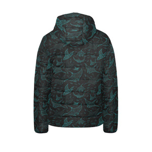 Stingray Pattern Print Design 02 Kids' Boys' Girls' Padded Hooded Jacket