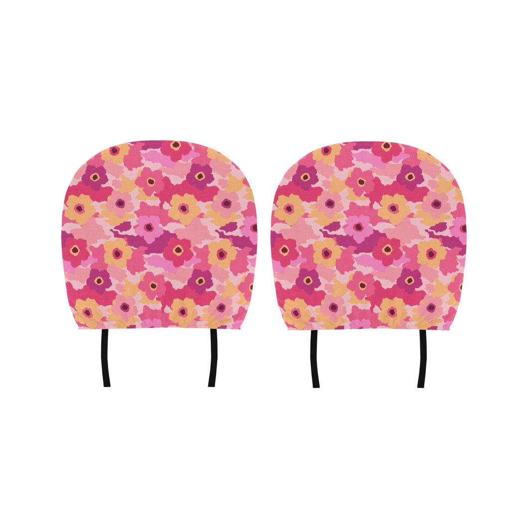 Pink Camo Camouflage Flower Pattern Car Headrest Cover