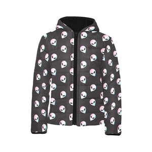 Alien Pattern Print Design 04 Kids' Boys' Girls' Padded Hooded Jacket