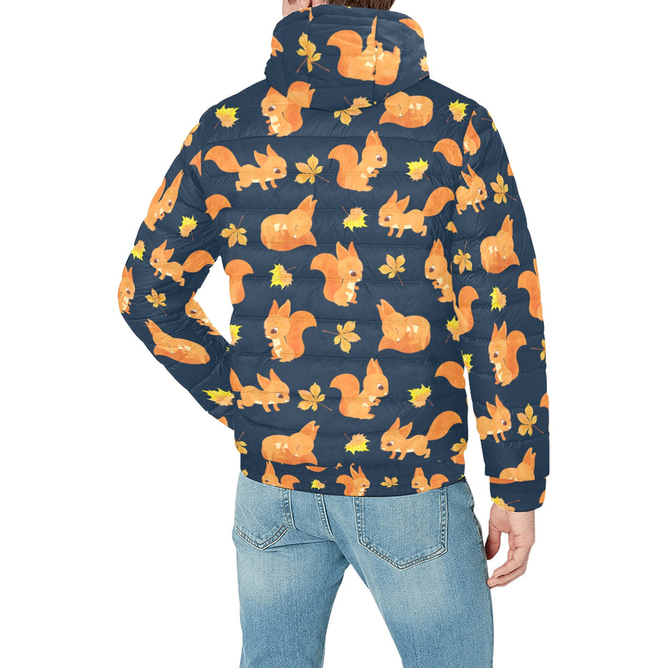 Squirrel Pattern Print Design 05 Men's Padded Hooded Jacket(ModelH42)