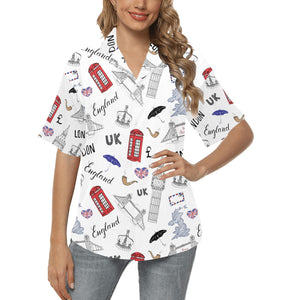 British Pattern Print Design 01 Women's All Over Print Hawaiian Shirt