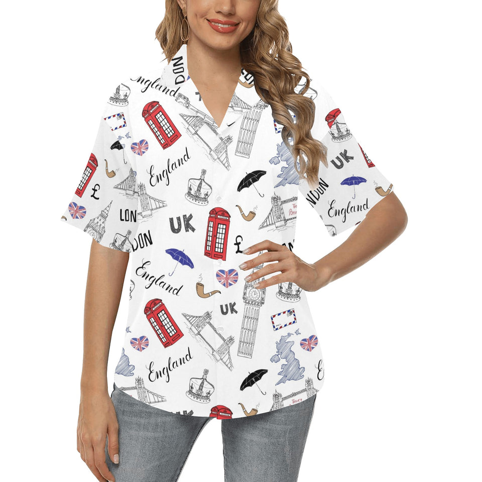 British Pattern Print Design 01 Women's All Over Print Hawaiian Shirt