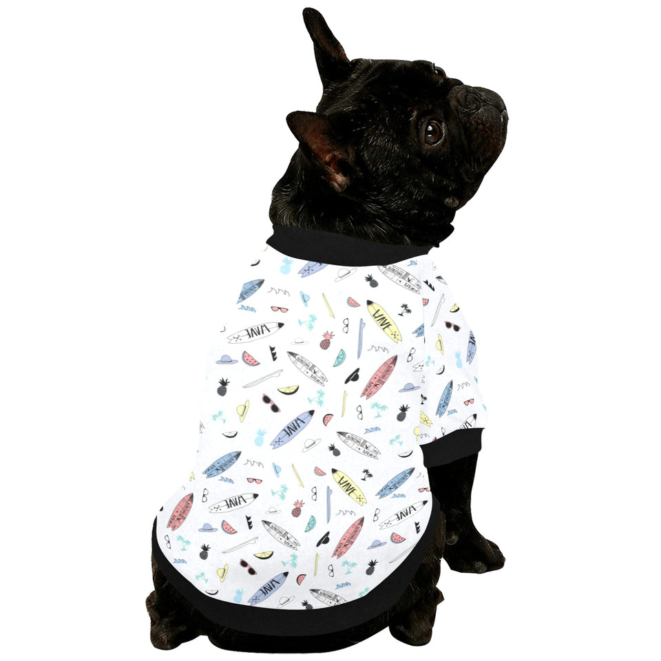 Surfboard Pattern Print Design 01 All Over Print Pet Dog Round Neck Fuzzy Shirt