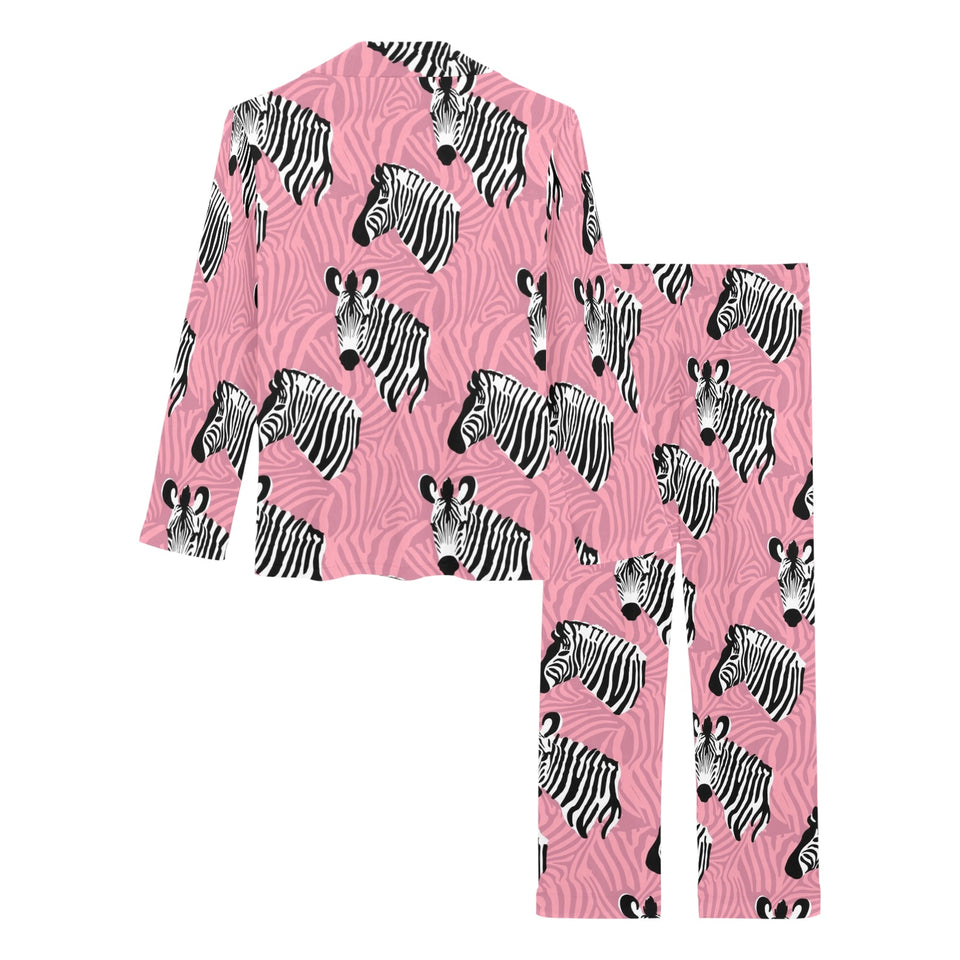 Zebra Head Pattern Women's Long Pajama Set