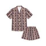 Snail Pattern Print Design 03 Kids' Boys' Girls' V-Neck Short Pajama Set