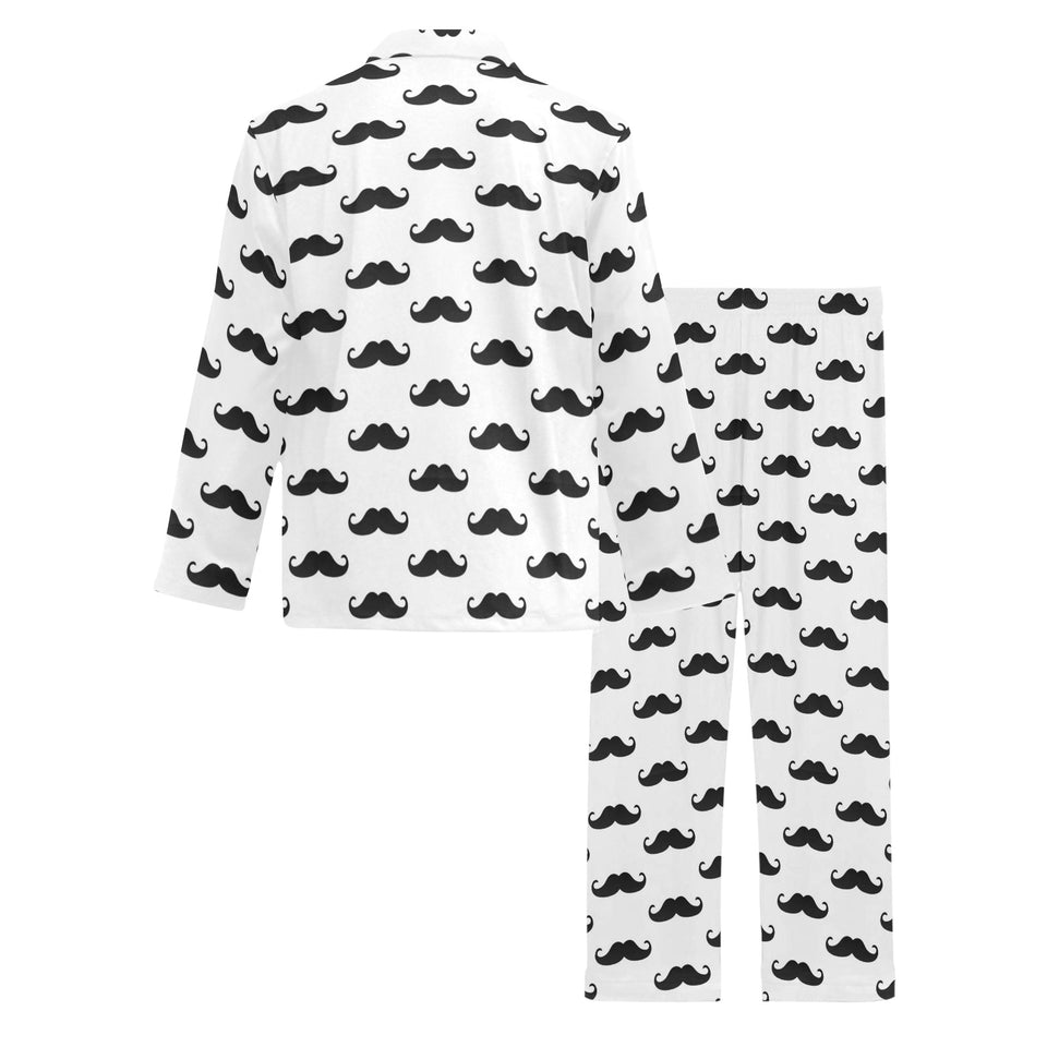 Mustache Beard Pattern Print Design 05 Men's Long Pajama Set