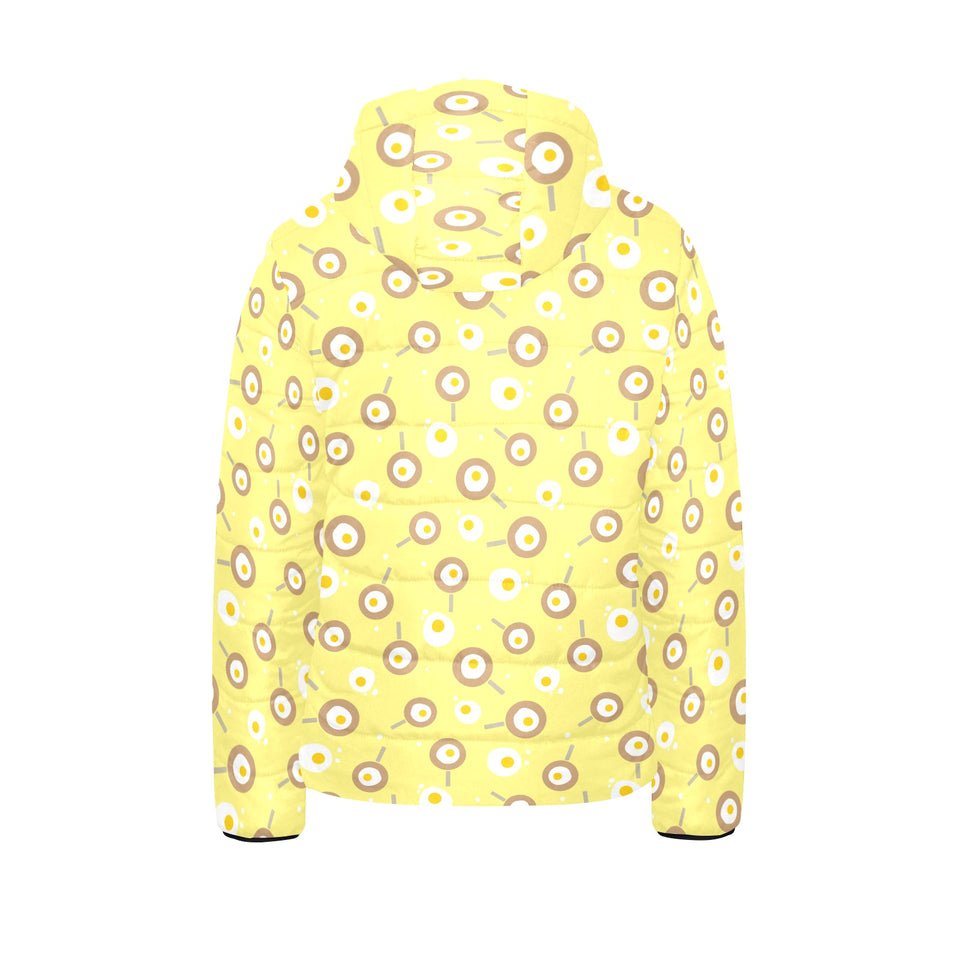 Fried Eggs Pattern Print Design 03 Kids' Boys' Girls' Padded Hooded Jacket