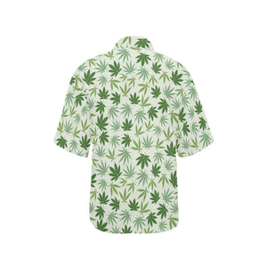 Canabis Marijuana Weed Pattern Print Design 02 Women's All Over Print Hawaiian Shirt