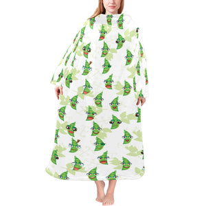 Green Peas Pattern Print Design 04 Blanket Robe with Sleeves