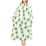 Green Peas Pattern Print Design 04 Blanket Robe with Sleeves