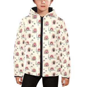 Snail Pattern Print Design 04 Kids' Boys' Girls' Padded Hooded Jacket