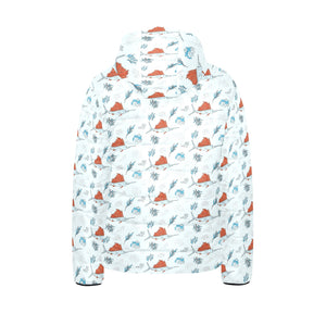 Swordfish Pattern Print Design 03 Kids' Boys' Girls' Padded Hooded Jacket