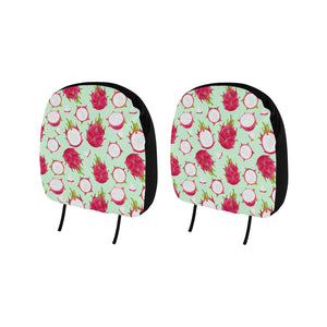 Dragon Fruit Pattern Green Background Car Headrest Cover