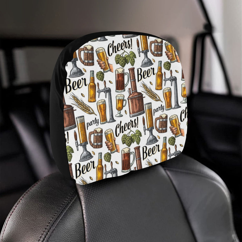 Beer Cheer Pattern Car Headrest Cover