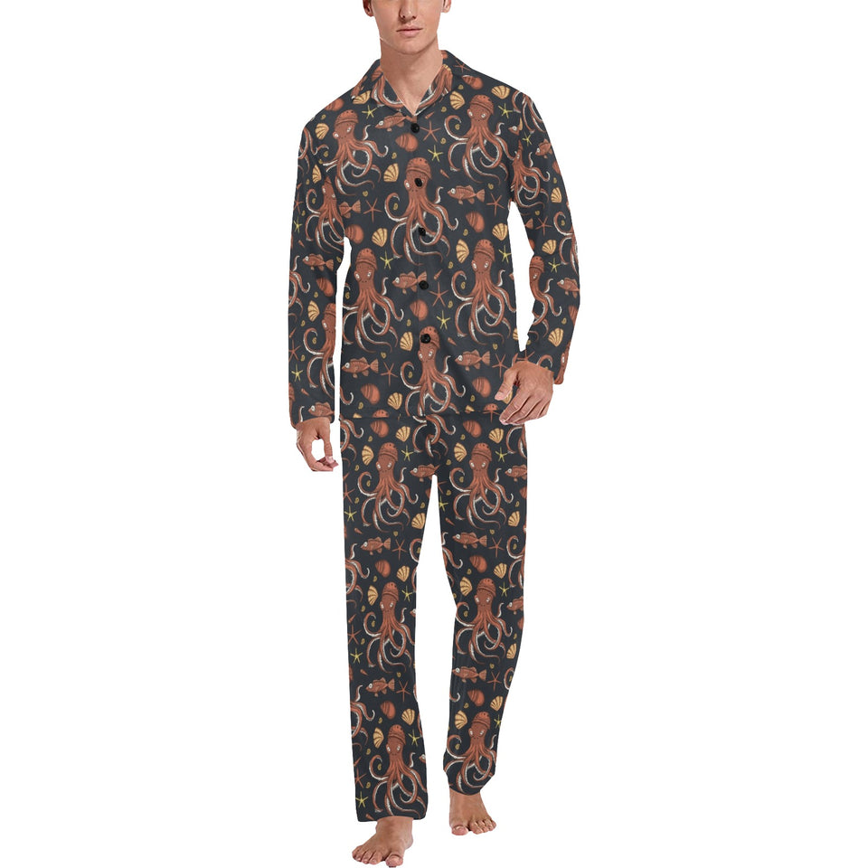 Octopus Pattern Men's Long Pajama Set