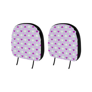 Heart Purple Pokka Dot Pattern Car Headrest Cover