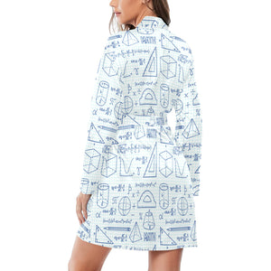 Math Pattern Print Design 03 Women's Long Sleeve Belted Night Robe