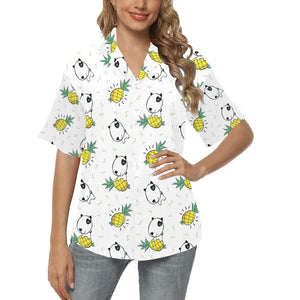 Bull Terrier Pattern Print Design 01 Women's All Over Print Hawaiian Shirt