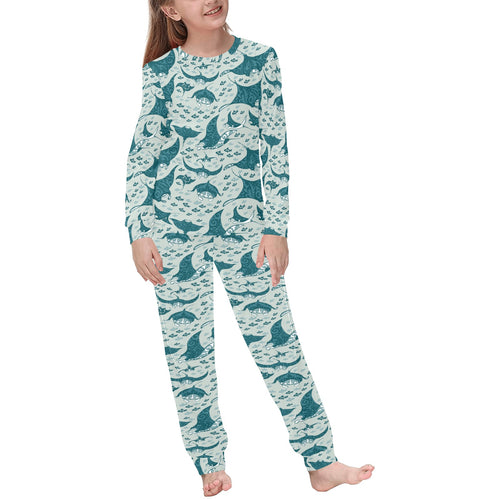 Stingray Pattern Print Design 01 Kids' Boys' Girls' All Over Print Pajama Set