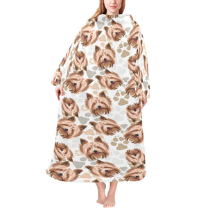 Yorkshire Terrier Pattern Print Design 04 Blanket Robe with Sleeves