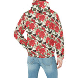 Hibiscus Pattern Print Design 04 Men's Padded Hooded Jacket(ModelH42)