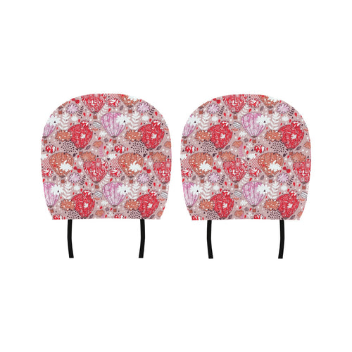 Red Pink Hot Air Balloon Pattern Car Headrest Cover