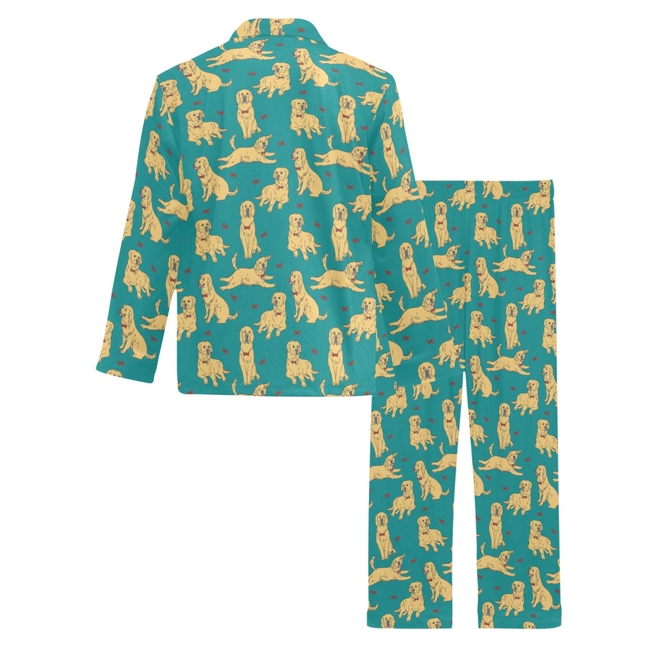 Golden Retriever Pattern Print Design 05 Men's Long Pajama Set