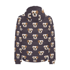 English Bulldog Pattern Print Design 03 Men's Padded Hooded Jacket(ModelH42)