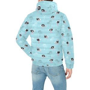 Ostrich Pattern Print Design 05 Men's Padded Hooded Jacket(ModelH42)