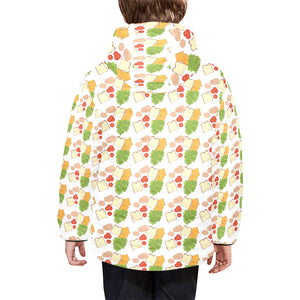 Sandwich Pattern Print Design 02 Kids' Boys' Girls' Padded Hooded Jacket