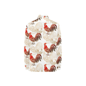 Rooster Chicken Pattern Women's Long Sleeve Polo Shirt