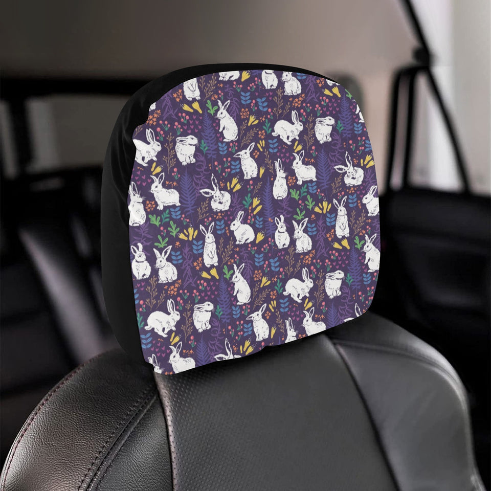 Rabbit Leaves Pattern Car Headrest Cover