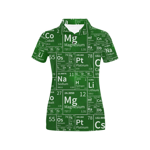 Chemistry Periodic Table Pattern Print Design 04 Women's All Over Print Polo Shirt