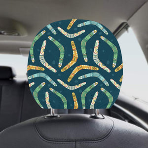 Boomerang Aboriginal Pattern Dark Background Car Headrest Cover