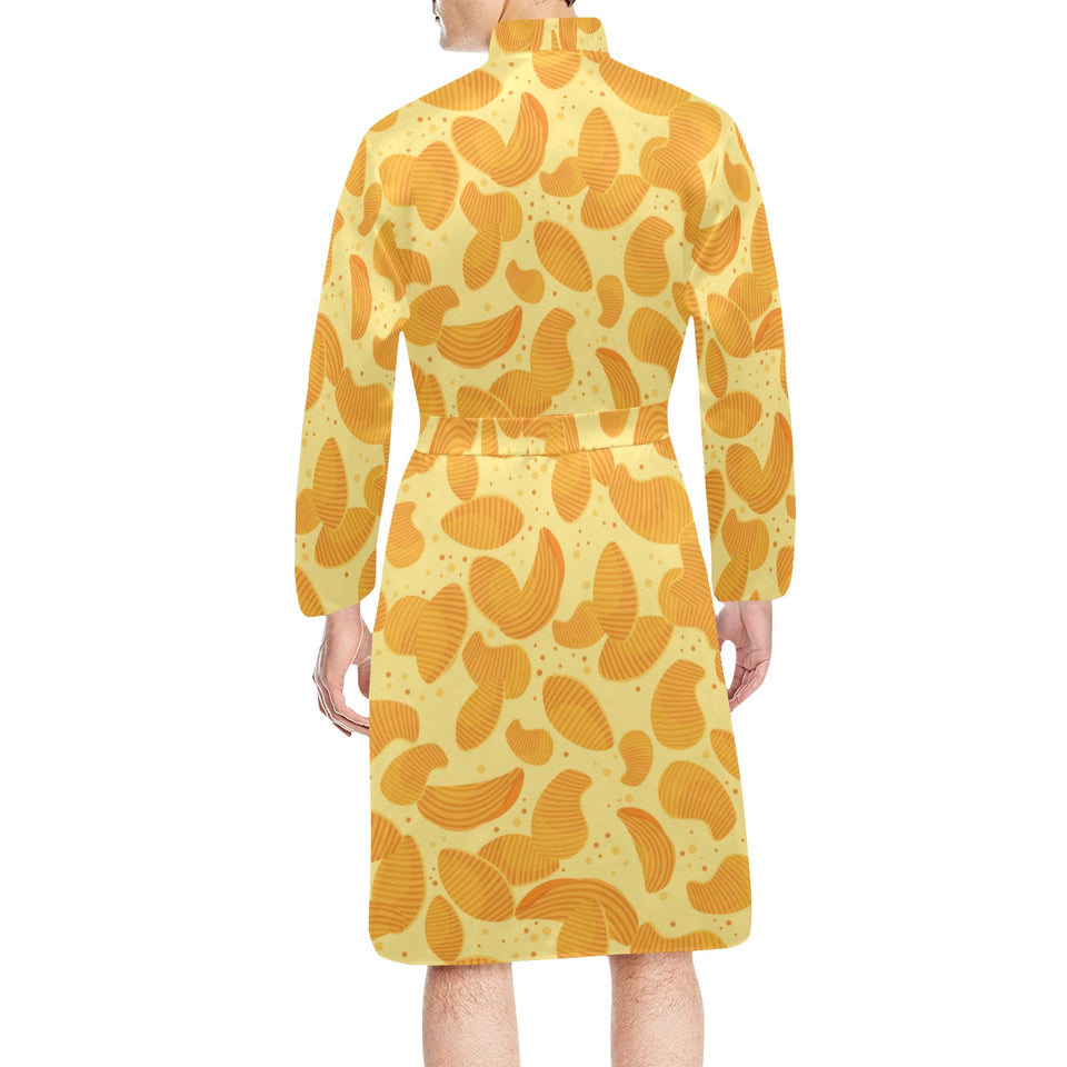 Potato Chips Pattern Print Design 04 Men's Long Sleeve Belted Night Robe