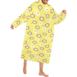 Fried Eggs Pattern Print Design 03 Blanket Robe with Sleeves