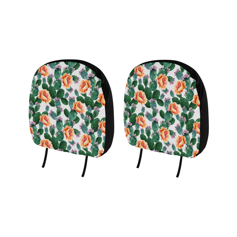 Cactus and Flower Pattern Car Headrest Cover