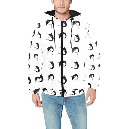 Swordfish Pattern Print Design 01 Men's Padded Hooded Jacket(ModelH42)