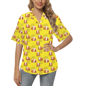 Guinea Pig Pattern Print Design 05 Women's All Over Print Hawaiian Shirt