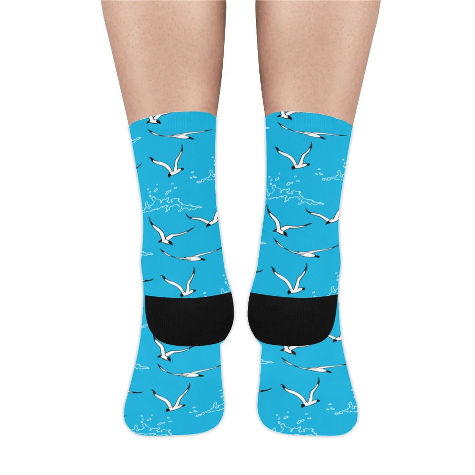 Seagull Pattern Print Design 05 Crew Socks
