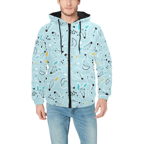 Greyhound Pattern Print Design 03 Men's Padded Hooded Jacket(ModelH42)