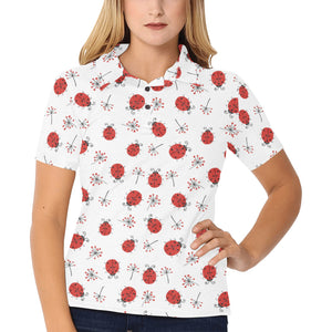 Ladybug Pattern Print Design 04 Women's All Over Print Polo Shirt