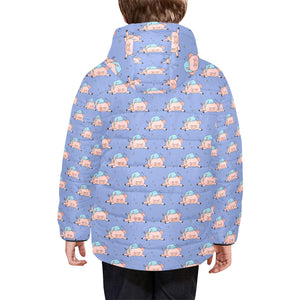 Pig Pattern Print Design 03 Kids' Boys' Girls' Padded Hooded Jacket