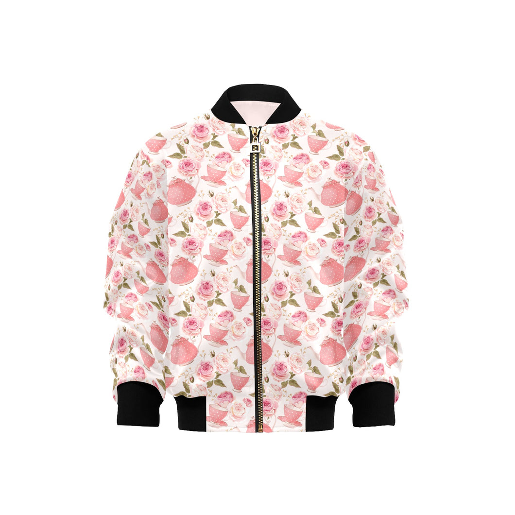 Tea pots Pattern Print Design 04 Kids' Boys' Girls' Bomber Jacket