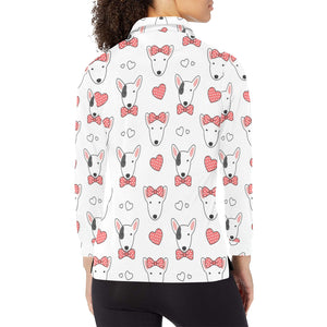 Bull Terrier Pattern Print Design 04 Women's Long Sleeve Polo Shirt