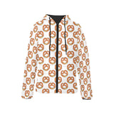 Pretzels Pattern Print Design 03 Women's Padded Hooded Jacket